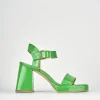Sandali tacco 8cm pelle verde