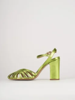 Sandali tacco 7cm pelle verde