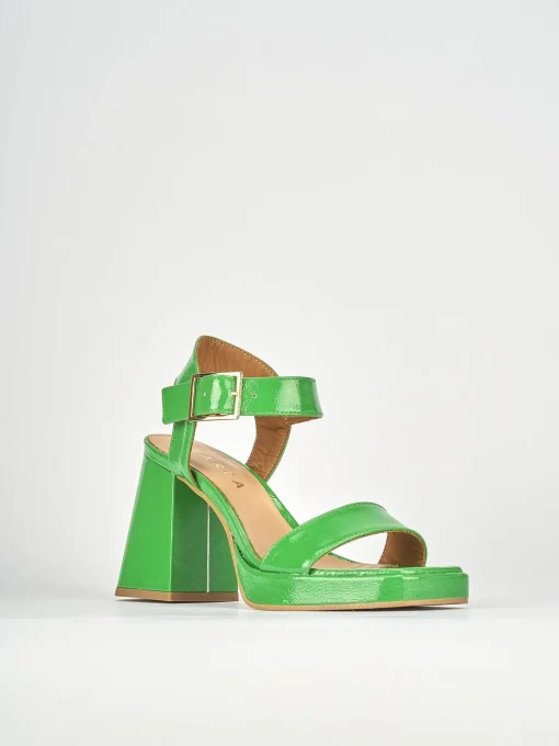 Sandali tacco 8cm pelle verde