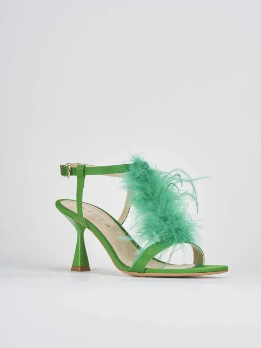 Sandali tacco 7cm pelle verde