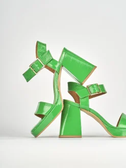 Sandali tacco 8cm pelle verde