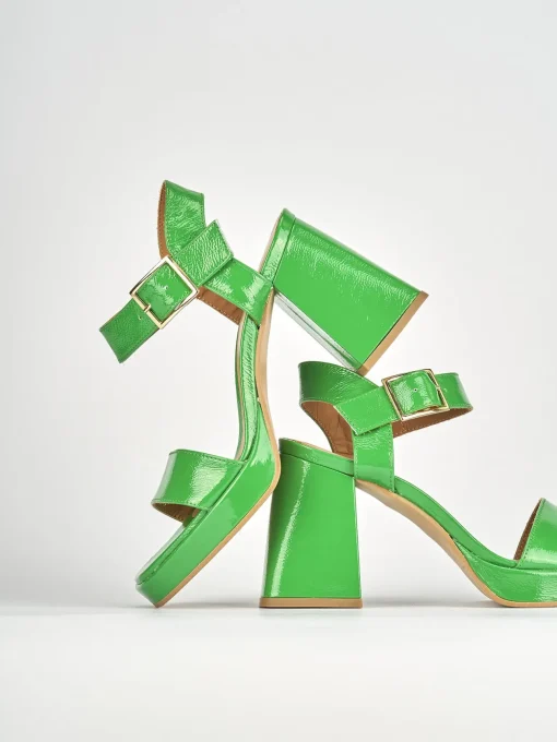 Sandali tacco 8cm pelle verde