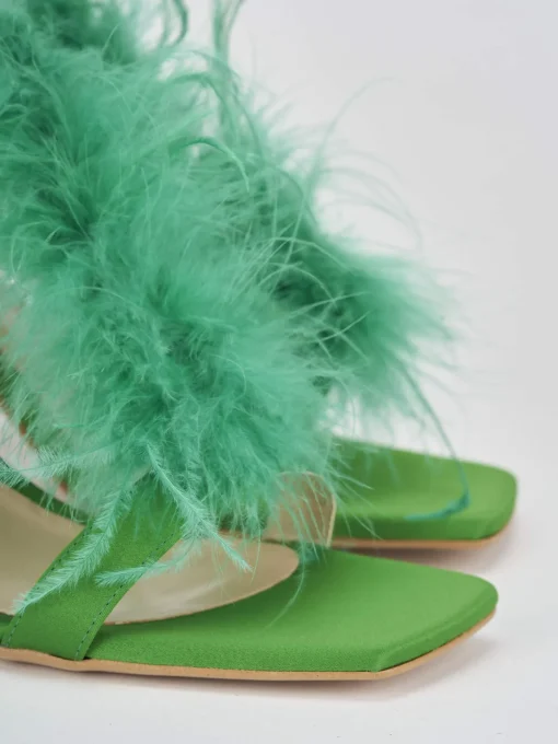 Sandali tacco 7cm pelle verde