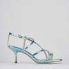 Sandali tacco 6cm pitone azzurro
