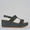Sandali zeppa tacco 7cm pelle nero