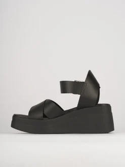 Sandali zeppa tacco 5cm pelle nero