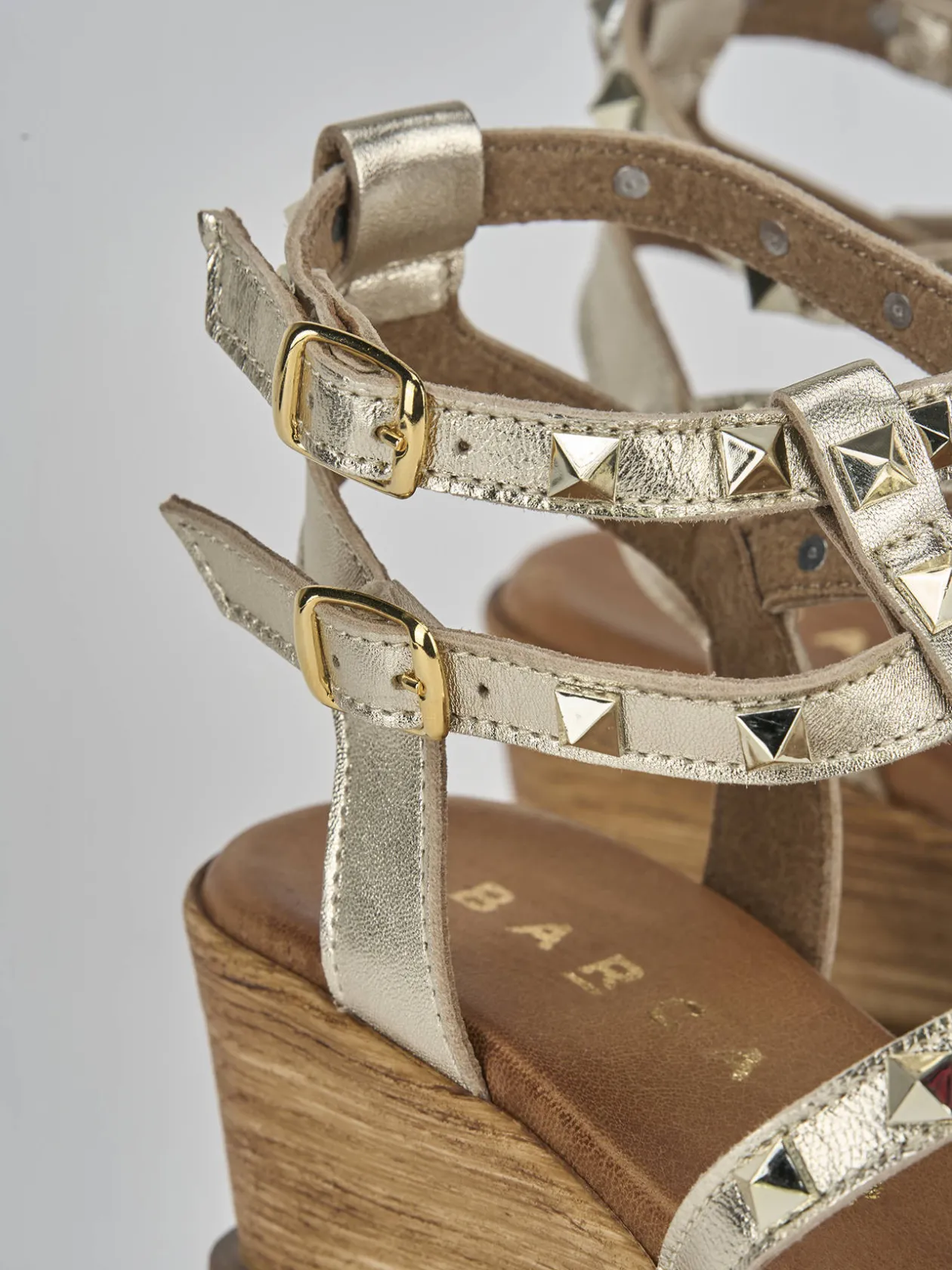 Sandali zeppa tacco 8cm pelle oro