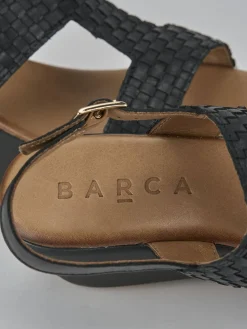 Sandali zeppa tacco 7cm pelle nero