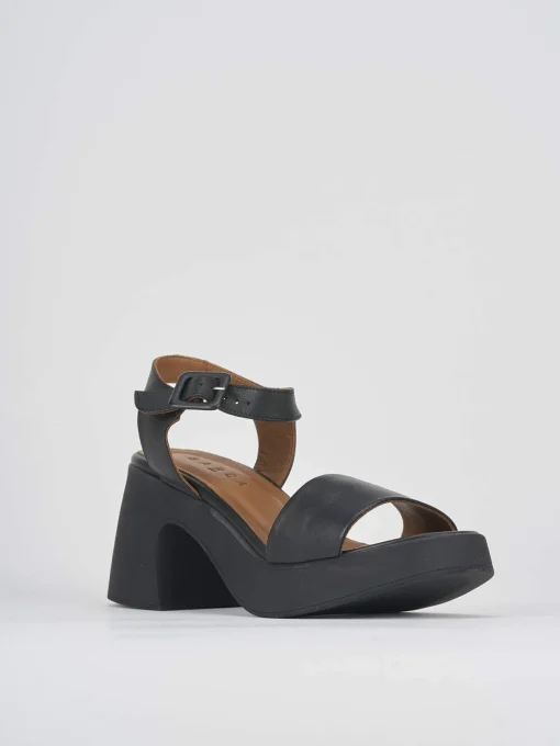Sandalo tacco 7 cm nero pelle