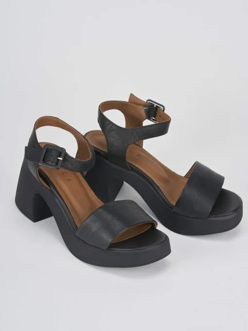 Sandalo tacco 7 cm nero pelle