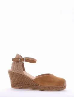 sandalo espadrilas zeppa 6 cm cuoio