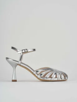 Sandalo tacco 6 cm argento laminato