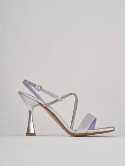 Sandalo tacco 9 cm argento raso
