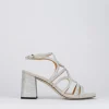 Sandalo tacco 8 cm argento pelle