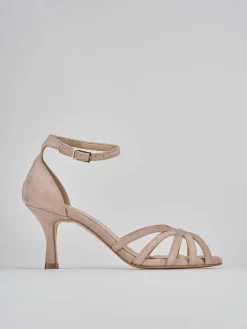Sandalo tacco 7 cm beige camoscio