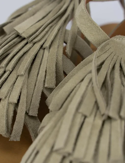 Sandalo tacco 1 cm beige camoscio