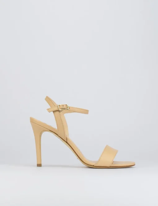 Sandalo tacco 8 cm beige pelle