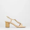 Sandalo tacco 5 cm beige pelle