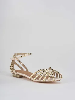 Sandalo tacco 1 cm beige pelle