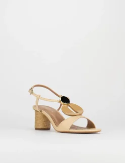 Sandalo tacco 5 cm beige pelle