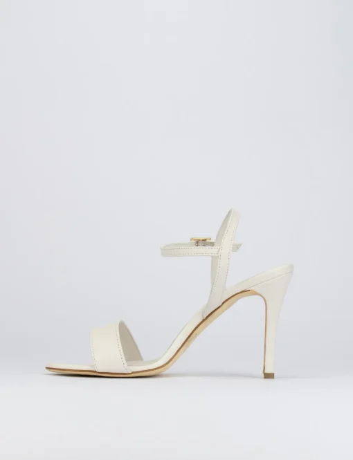 Sandalo tacco 8 cm bianco pelle
