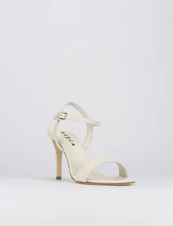 Sandalo tacco 8 cm bianco pelle