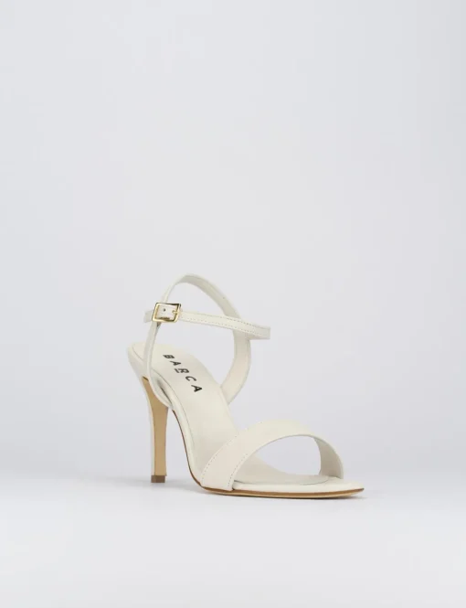 Sandalo tacco 8 cm bianco pelle