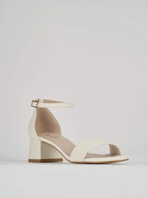 Sandalo tacco 5 cm bianco pelle