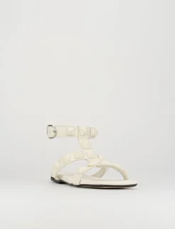Sandalo tacco 1 cm bianco pelle