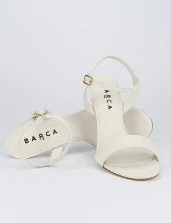 Sandalo tacco 8 cm bianco pelle