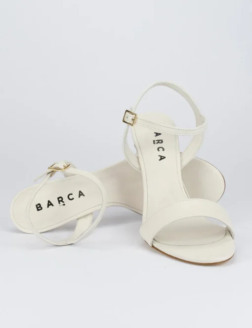 Sandalo tacco 8 cm bianco pelle