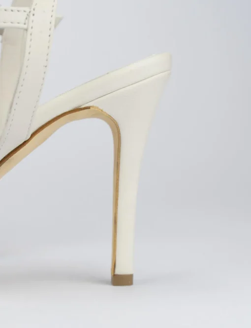 Sandalo tacco 8 cm bianco pelle