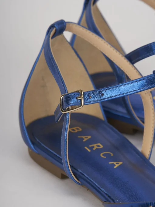 Sandalo tacco 1 cm blu pelle