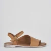 Sandalo tacco 1 cm marrone pelle