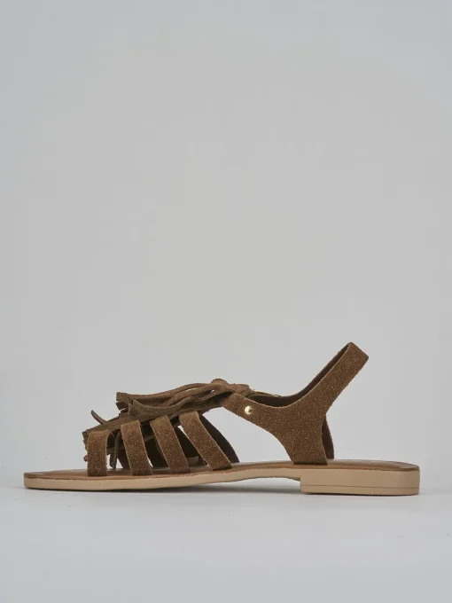 Sandalo tacco 1 cm marrone camoscio