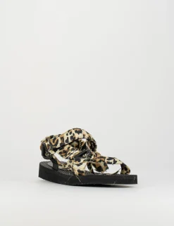 Sandalo tacco 1 cm multicolor tessuto