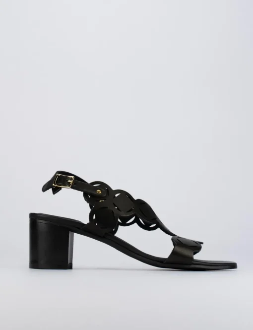 Sandalo tacco 5 cm nero pelle