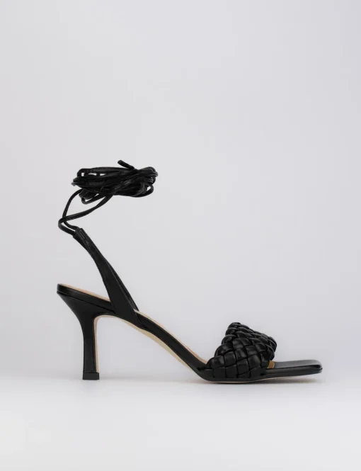 Sandalo tacco 8 cm nero pelle