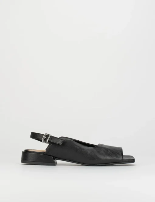 Sandalo tacco 1 cm nero pelle