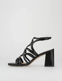 Sandalo tacco 8 cm nero pelle