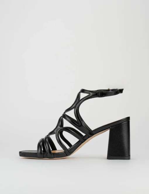 Sandalo tacco 8 cm nero pelle