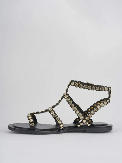 Sandalo tacco 1 cm nero pelle