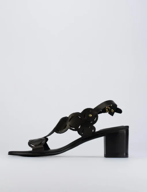 Sandalo tacco 5 cm nero pelle
