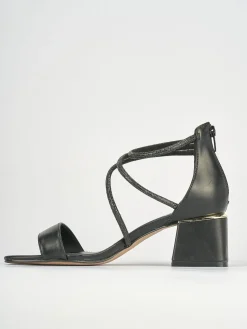 Sandalo tacco 5 cm nero pelle