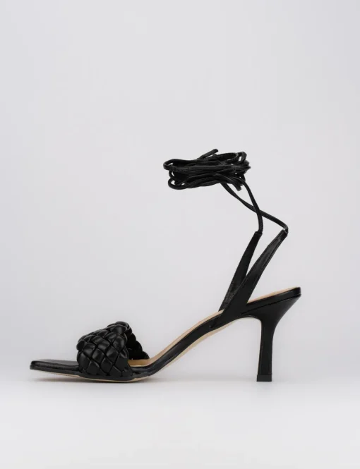 Sandalo tacco 8 cm nero pelle