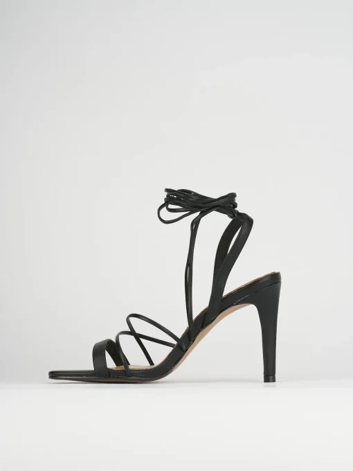 Sandalo tacco 8 cm nero pelle