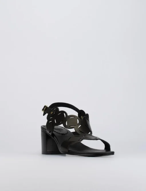 Sandalo tacco 5 cm nero pelle