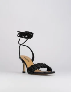 Sandalo tacco 8 cm nero pelle