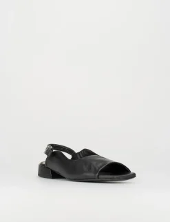 Sandalo tacco 1 cm nero pelle