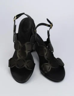 Sandalo tacco 5 cm nero pelle